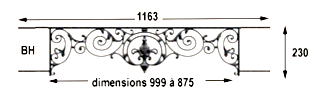garde-corps, barre d'appui, appui de fenêtre, balustrade, en fonte moulée et fer forgé_LOISELET_ BI